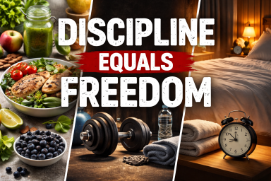 Jocko Willink's Discipline Equals Freedom Field Manual and motivational flag for gym habits.