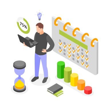 An analytical breakdown of fitness progress tracking data showing 75 percent completion of health and wellness goals.