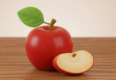 Red apple graphics visualizing Bloom Crisp Apple refreshing sugar-free energy drinks for working out.