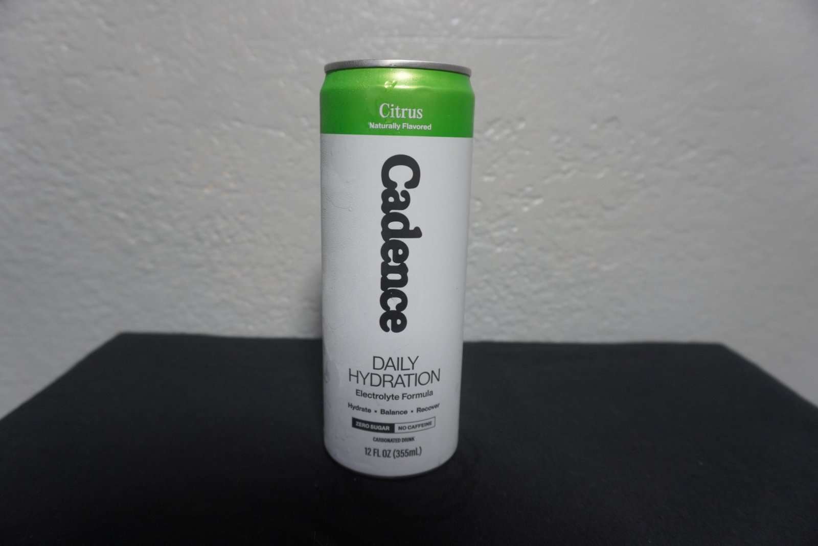 Cadence Hydration: Stop Muscle Cramps and Recover Efficiently Cadence Hydration RTD citrus electrolyte can on table.